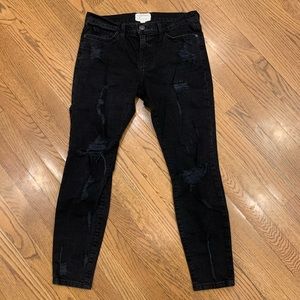Current Elliott The Stiletto black shredded jeans
